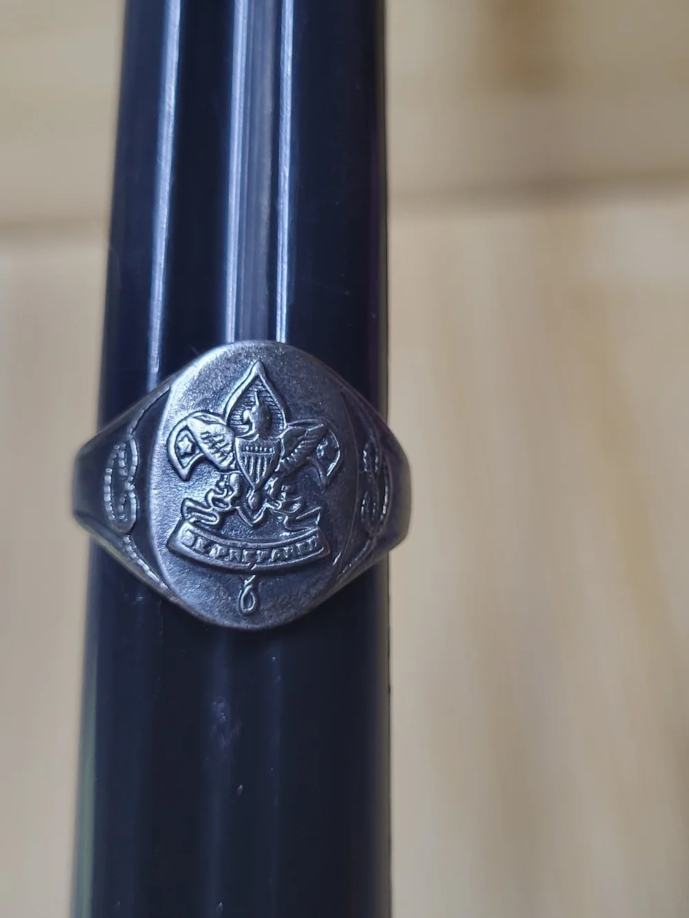 Vintage Collectable Sterling Silver Boy Scouts Emblem Signet Ring - Sz 8